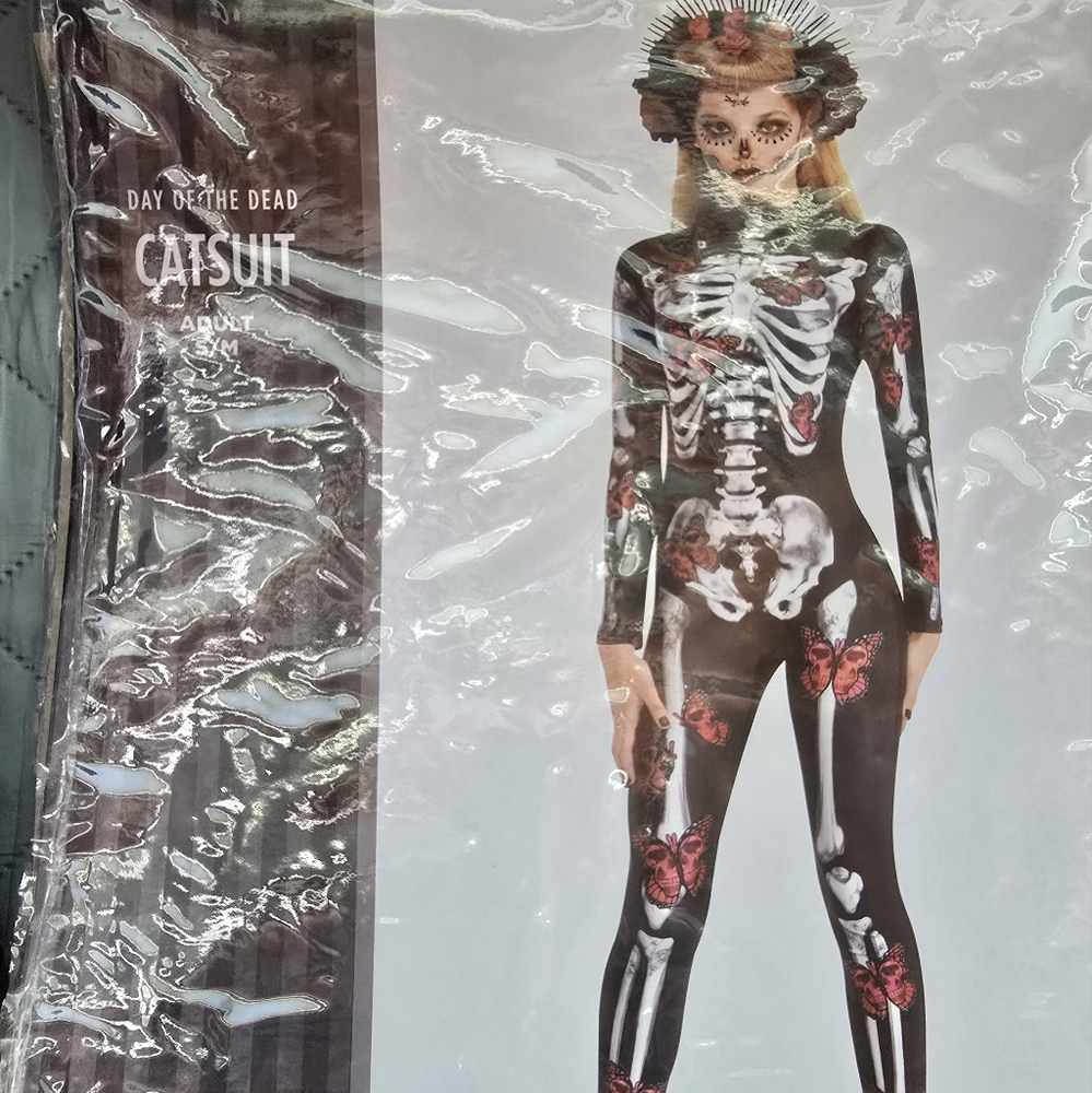 Day of the Dead Catsuit Costume for Women